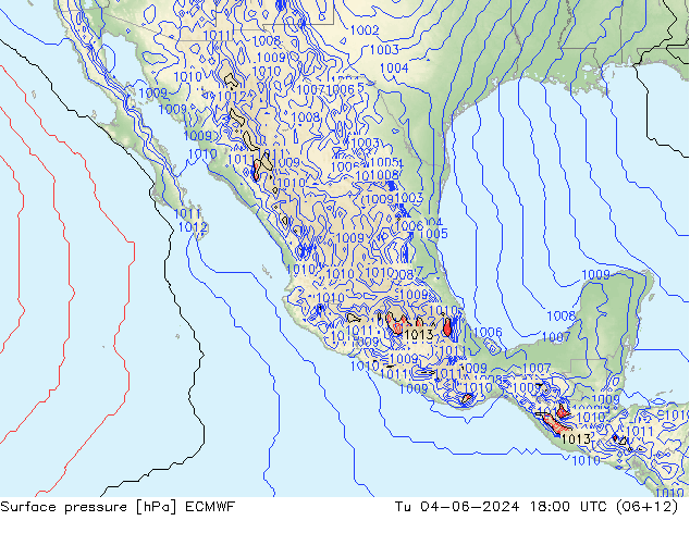 Presión superficial ECMWF mar 04.06.2024 18 UTC