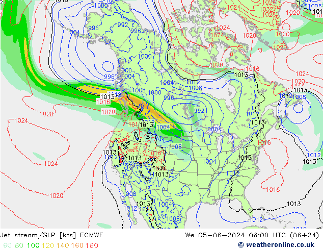 Polarjet/Bodendruck ECMWF Mi 05.06.2024 06 UTC