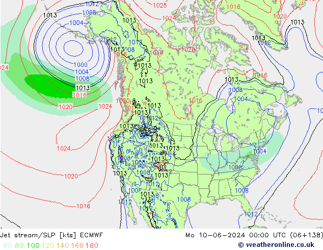 Jet stream/SLP ECMWF Mo 10.06.2024 00 UTC