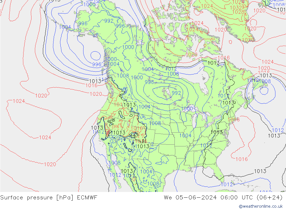 pression de l'air ECMWF mer 05.06.2024 06 UTC