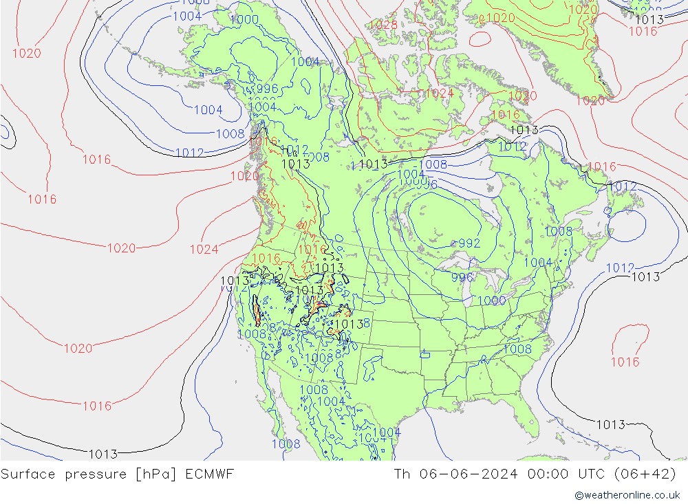 приземное давление ECMWF чт 06.06.2024 00 UTC