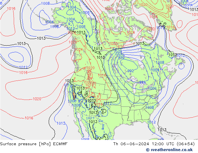 Pressione al suolo ECMWF gio 06.06.2024 12 UTC