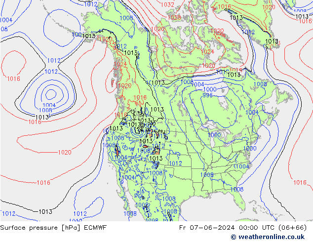 Presión superficial ECMWF vie 07.06.2024 00 UTC