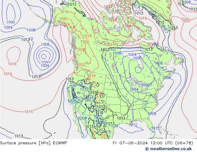 Surface pressure ECMWF Fr 07.06.2024 12 UTC