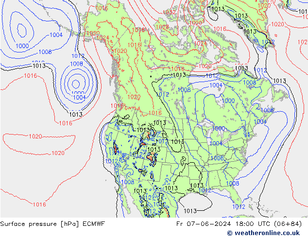 Pressione al suolo ECMWF ven 07.06.2024 18 UTC