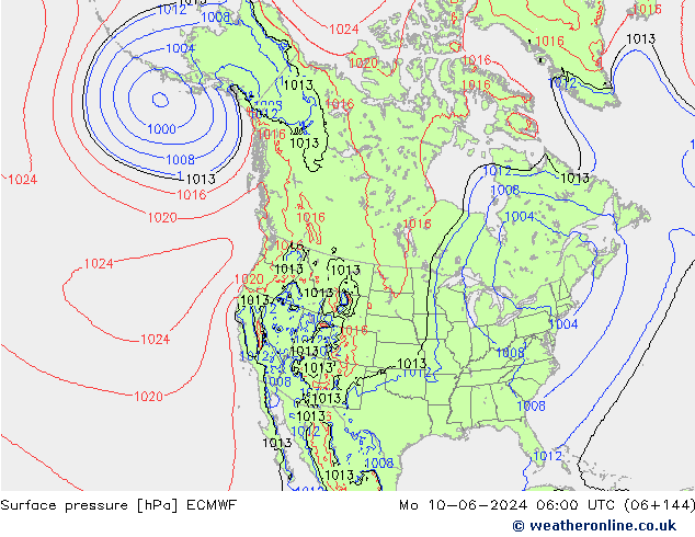 Yer basıncı ECMWF Pzt 10.06.2024 06 UTC