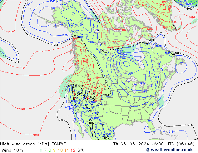 High wind areas ECMWF Qui 06.06.2024 06 UTC