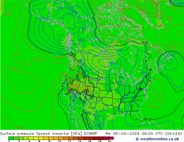 Bodendruck Spread ECMWF Mi 05.06.2024 06 UTC