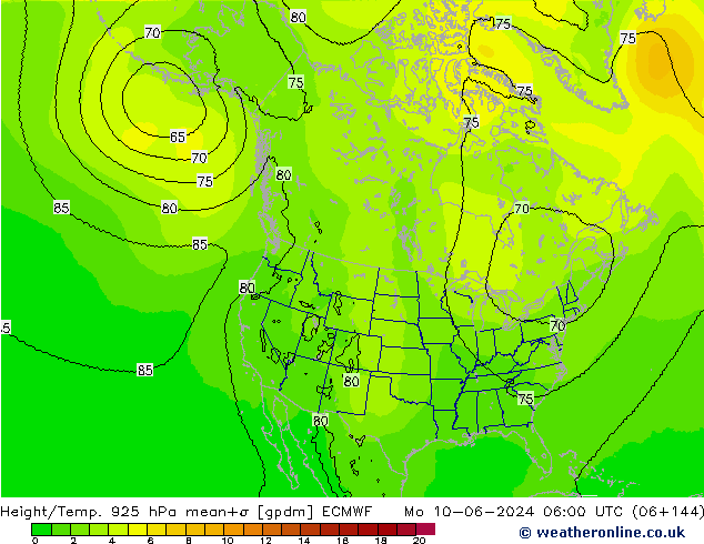 Geop./Temp. 925 hPa ECMWF lun 10.06.2024 06 UTC