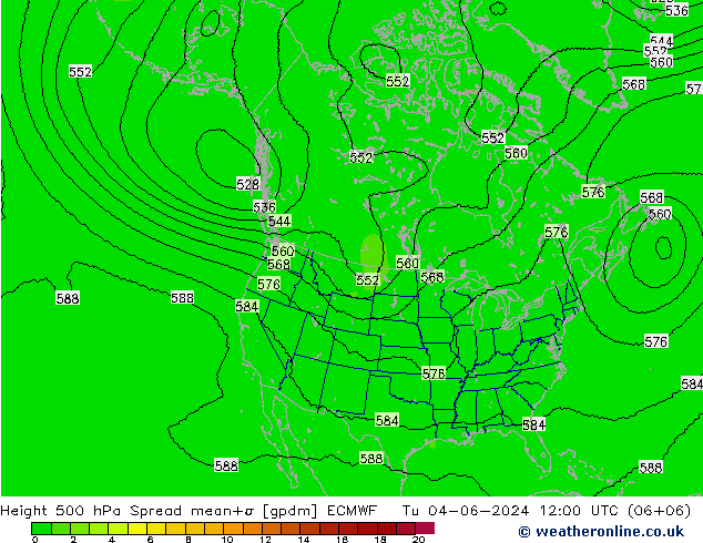 Geop. 500 hPa Spread ECMWF mar 04.06.2024 12 UTC