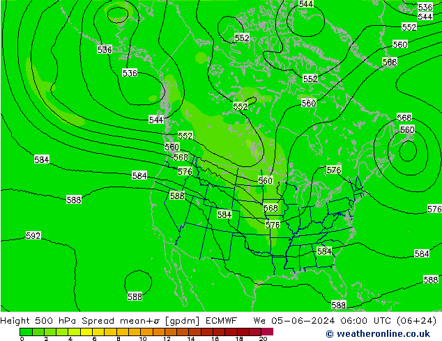 Height 500 hPa Spread ECMWF Mi 05.06.2024 06 UTC