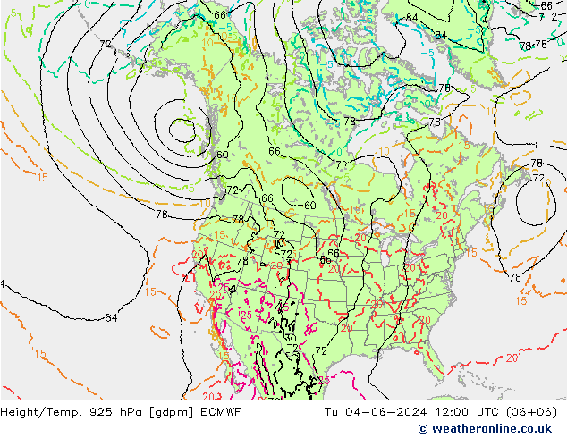 Height/Temp. 925 гПа ECMWF вт 04.06.2024 12 UTC