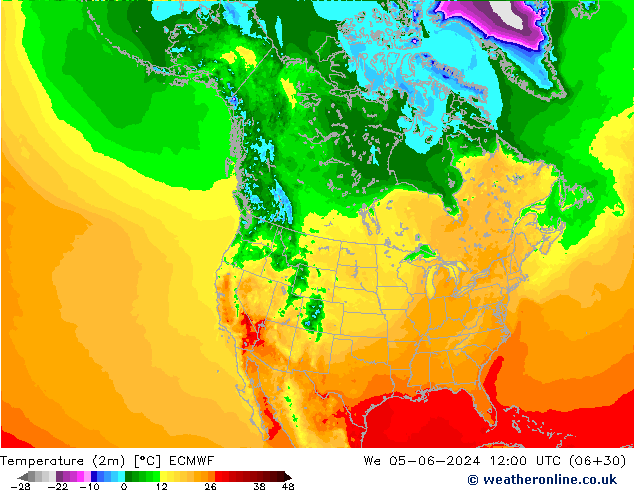 Temperature (2m) ECMWF We 05.06.2024 12 UTC