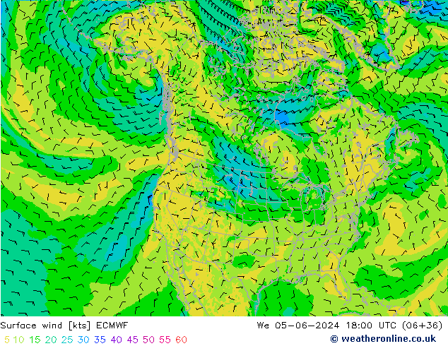 Bodenwind ECMWF Mi 05.06.2024 18 UTC