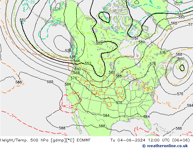 Height/Temp. 500 гПа ECMWF вт 04.06.2024 12 UTC