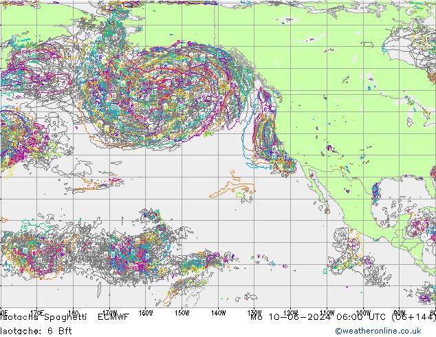 Isotachs Spaghetti ECMWF Po 10.06.2024 06 UTC