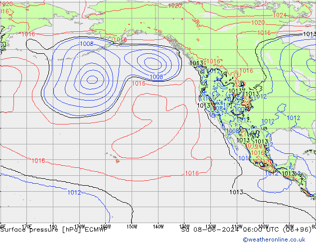 pressão do solo ECMWF Sáb 08.06.2024 06 UTC