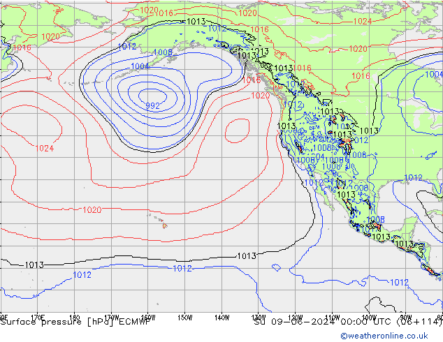 pressão do solo ECMWF Dom 09.06.2024 00 UTC