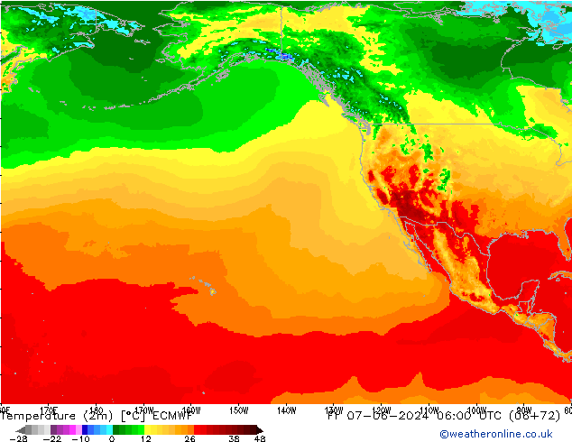 Sıcaklık Haritası (2m) ECMWF Cu 07.06.2024 06 UTC