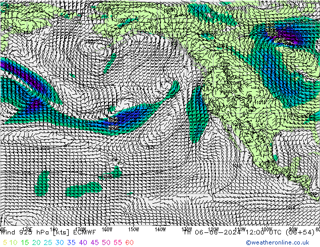 Vento 925 hPa ECMWF gio 06.06.2024 12 UTC