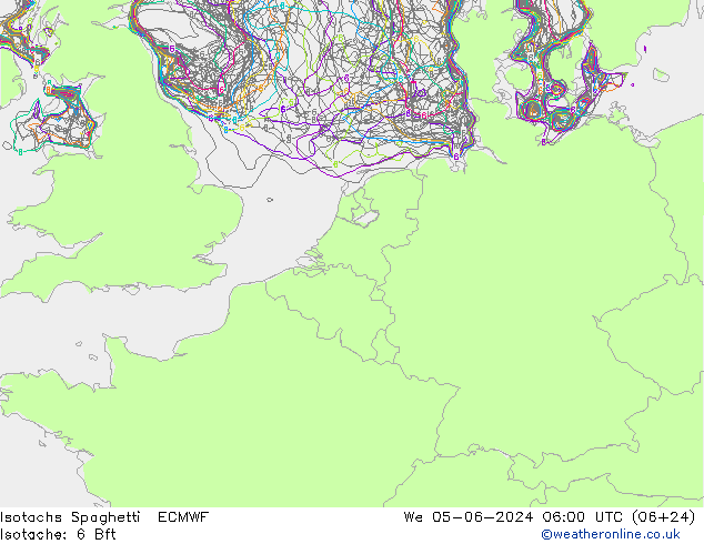 Isotachs Spaghetti ECMWF We 05.06.2024 06 UTC