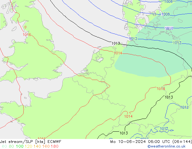 Polarjet/Bodendruck ECMWF Mo 10.06.2024 06 UTC