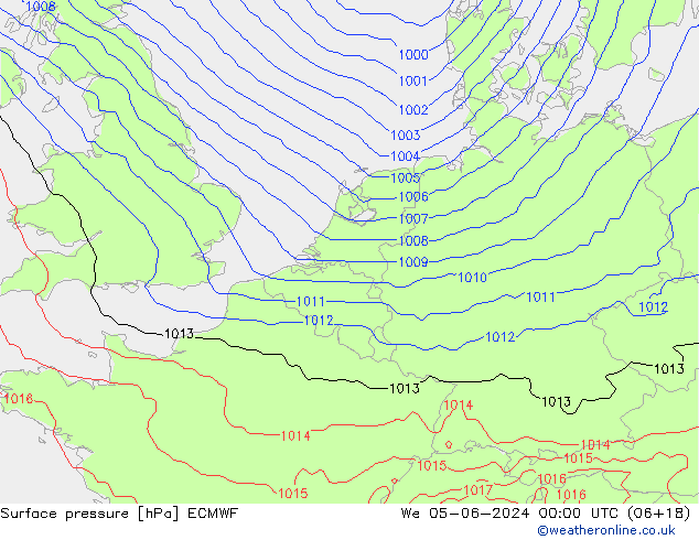 Pressione al suolo ECMWF mer 05.06.2024 00 UTC