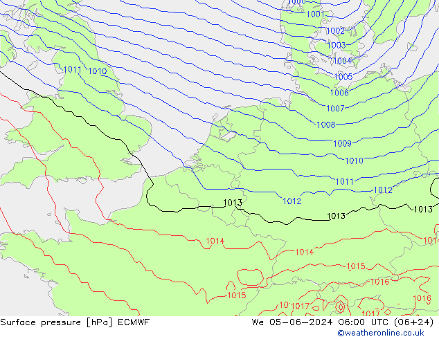 Pressione al suolo ECMWF mer 05.06.2024 06 UTC