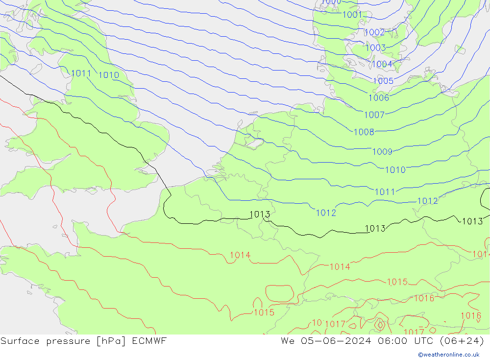 地面气压 ECMWF 星期三 05.06.2024 06 UTC