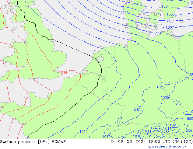 приземное давление ECMWF Вс 09.06.2024 18 UTC