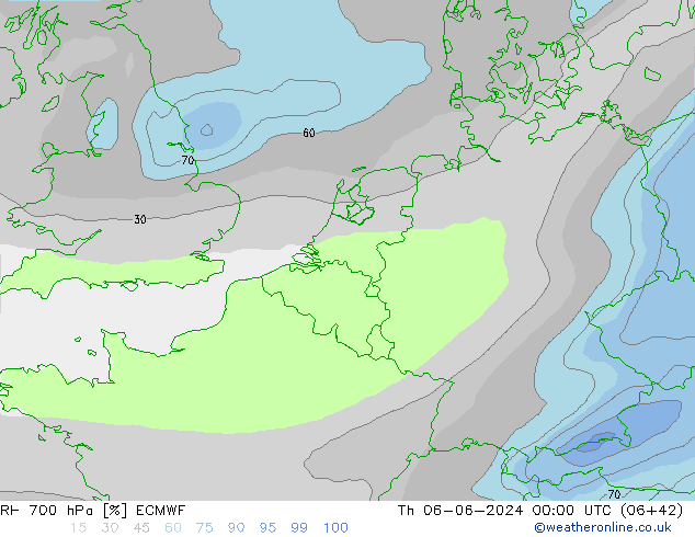 RH 700 hPa ECMWF Th 06.06.2024 00 UTC