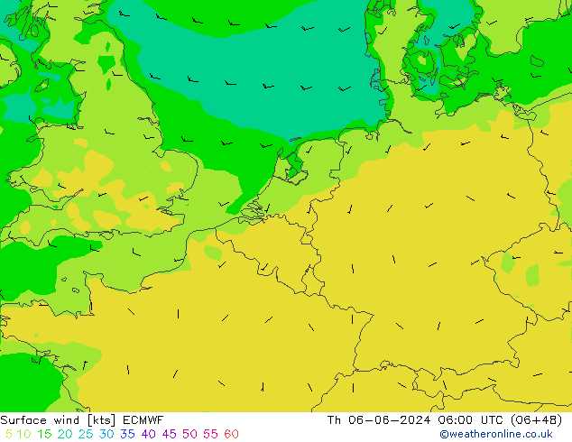 Bodenwind ECMWF Do 06.06.2024 06 UTC