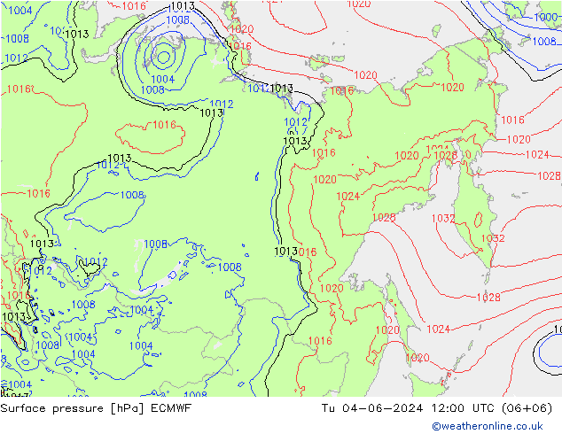 ciśnienie ECMWF wto. 04.06.2024 12 UTC