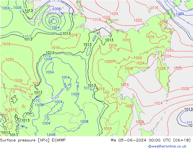 Atmosférický tlak ECMWF St 05.06.2024 00 UTC