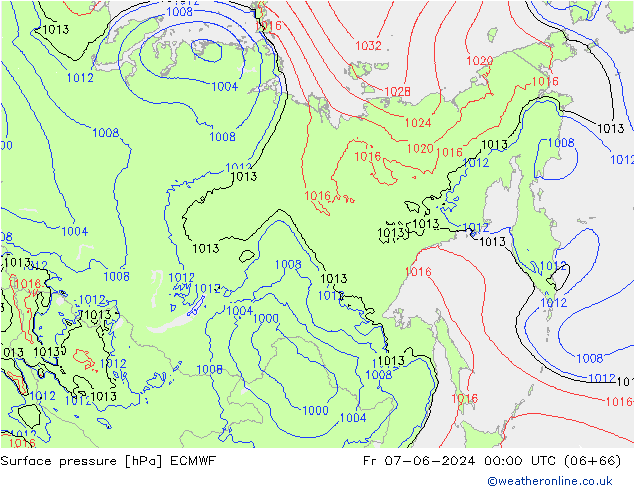 Surface pressure ECMWF Fr 07.06.2024 00 UTC