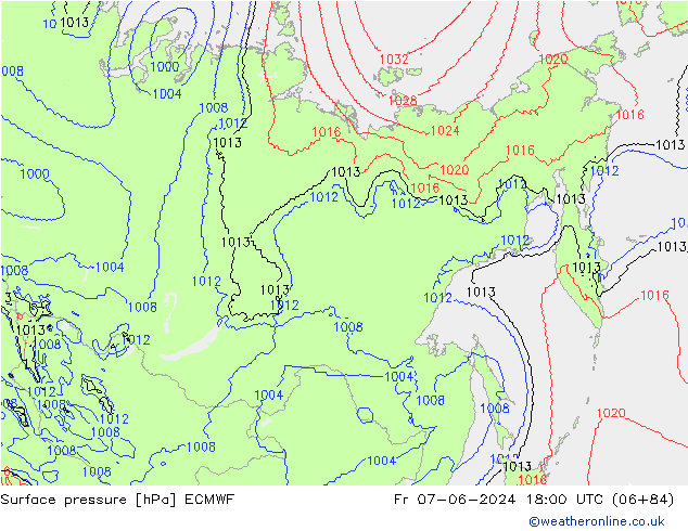 Atmosférický tlak ECMWF Pá 07.06.2024 18 UTC