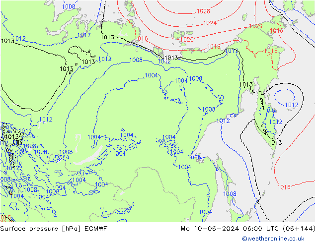 Luchtdruk (Grond) ECMWF ma 10.06.2024 06 UTC