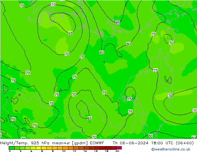 Height/Temp. 925 гПа ECMWF чт 06.06.2024 18 UTC