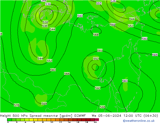 Height 500 hPa Spread ECMWF  05.06.2024 12 UTC