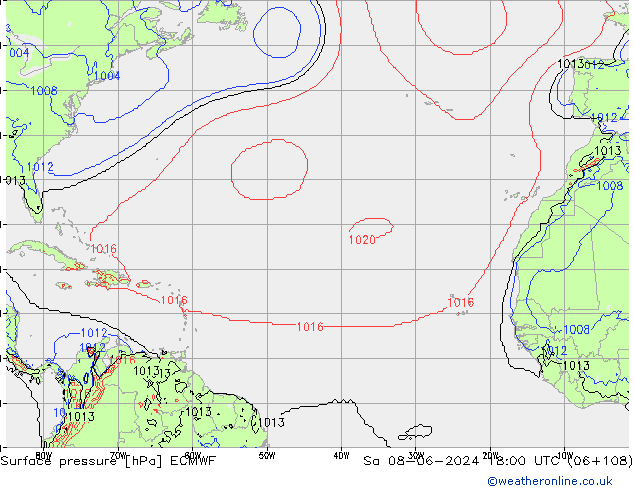 ciśnienie ECMWF so. 08.06.2024 18 UTC