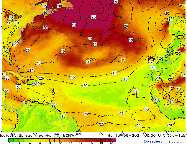 Isotachs Spread ECMWF  10.06.2024 00 UTC