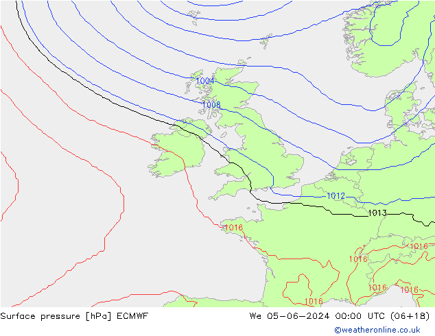 Pressione al suolo ECMWF mer 05.06.2024 00 UTC