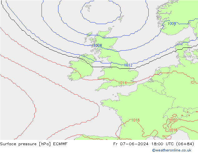 Pressione al suolo ECMWF ven 07.06.2024 18 UTC