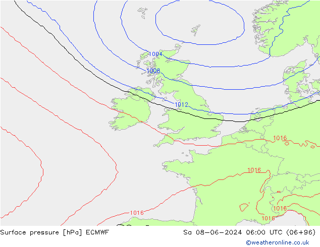 ciśnienie ECMWF so. 08.06.2024 06 UTC