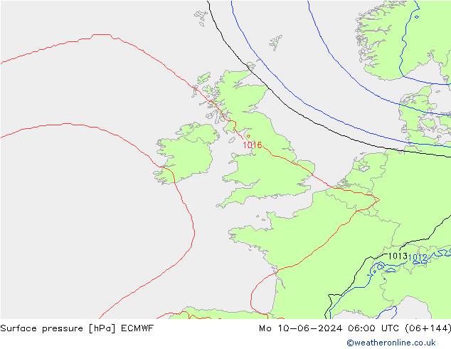 приземное давление ECMWF пн 10.06.2024 06 UTC