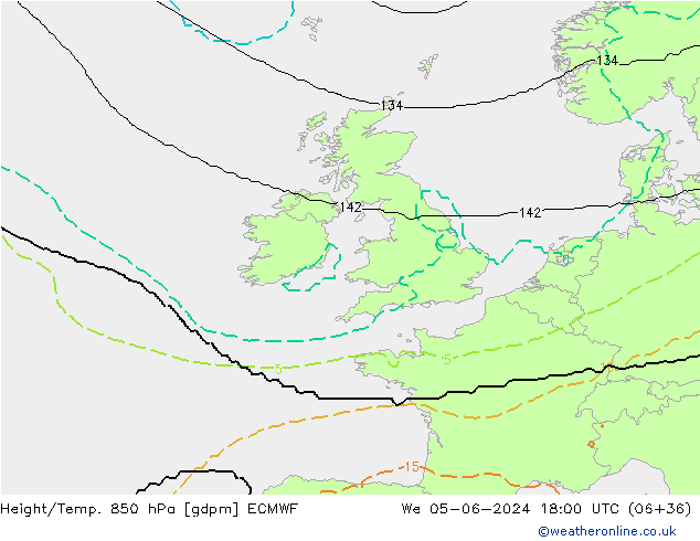 Height/Temp. 850 hPa ECMWF We 05.06.2024 18 UTC