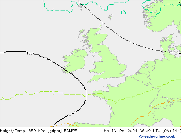 Height/Temp. 850 hPa ECMWF lun 10.06.2024 06 UTC