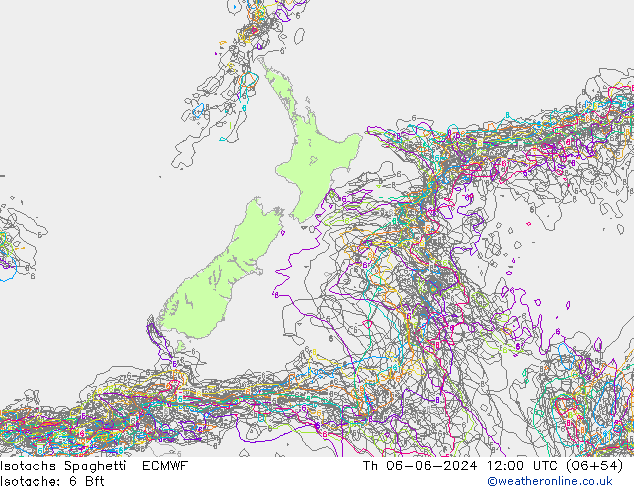 Isotachs Spaghetti ECMWF Čt 06.06.2024 12 UTC