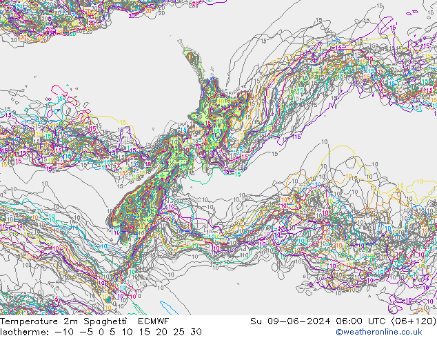 Temperaturkarte Spaghetti ECMWF So 09.06.2024 06 UTC