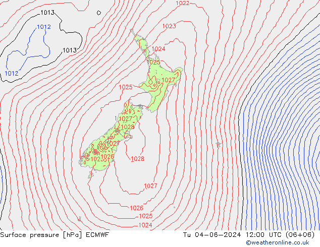 Atmosférický tlak ECMWF Út 04.06.2024 12 UTC